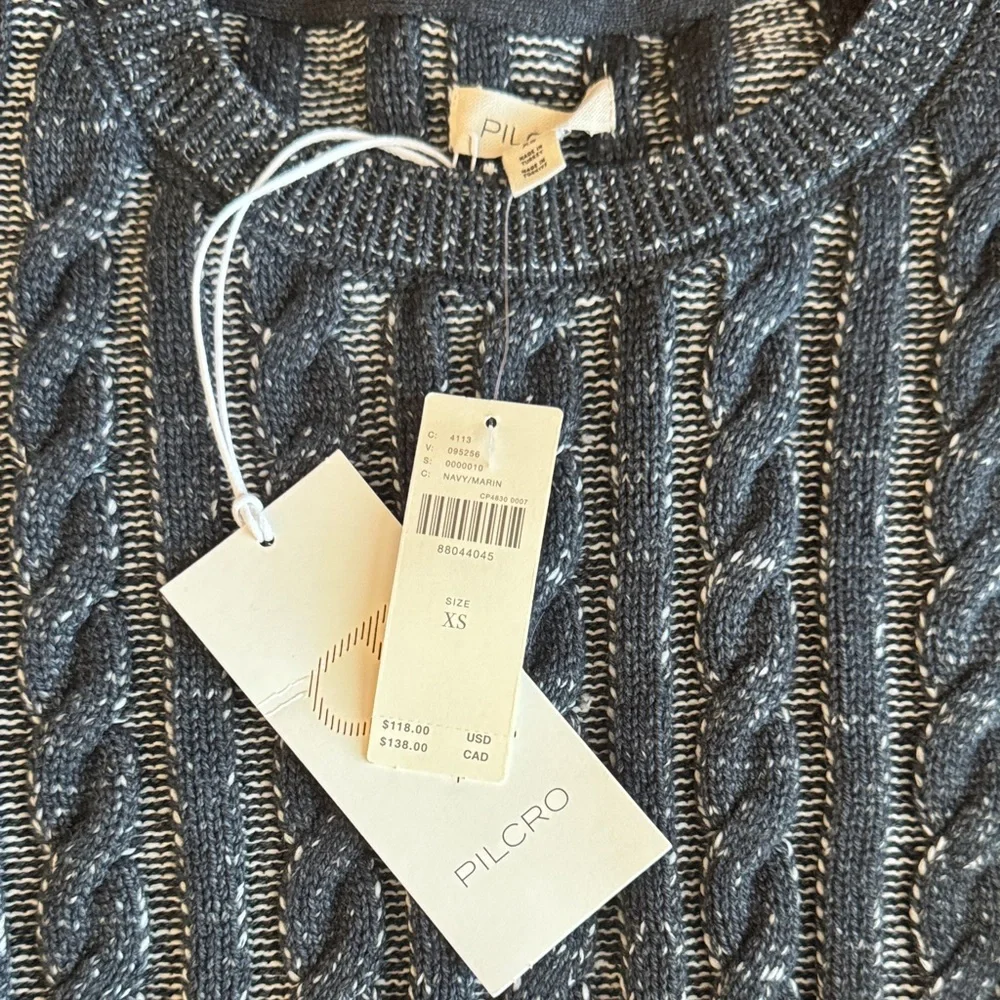 Anthropology- Pilcro NWT/ Women's blue/gray Cable Knit Sweater - Picture 2 of 5